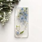 cat phone case with dried flower blue