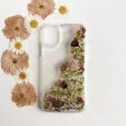 real flowers phone case green and pink wave phone case fern and felt