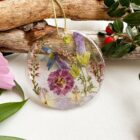 colourful mix ornaments set pressed flowers fern and felt home decorations