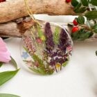 colourful mix ornaments set pressed flowers fern and felt home decorations