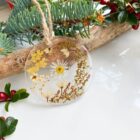 boho ornaments set of 5 fern and felt homemade decorations Christmas gift