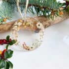 boho ornaments set of 5 fern and felt homemade decorations Christmas gift