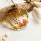 yellow ornaments set pressed flower fern&felt home decoration