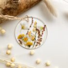 yellow ornaments set pressed flower fern&felt home decoration